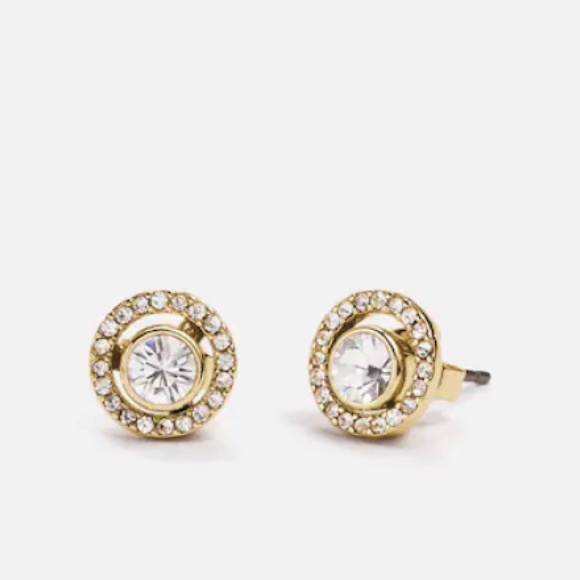 Coach Halo Pave 2 and 1 Stud Earrings - Picture 1 of 6